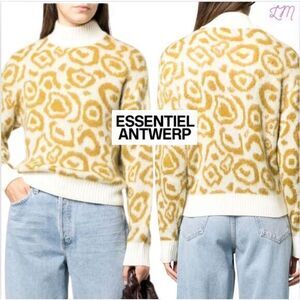 Essentiel Antwerp Concolo Off White Ochre High Neck Mohair‎ Sweater Size Small